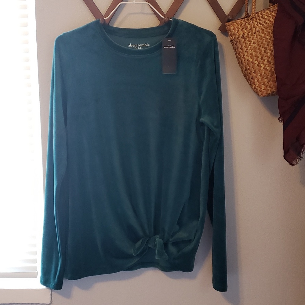 NWT Abercrombie Kids Velvety Teal Tie Top